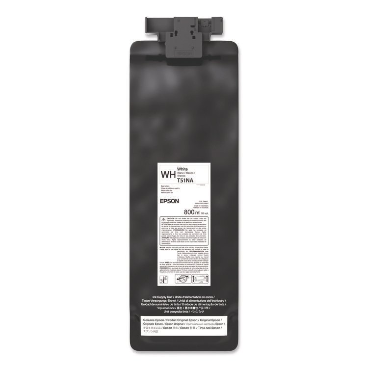 Epson T51NA20 (T51N) UltraChrome GS3 Eco-Solvent Ink, 800 mL, White (EPST51NA20)