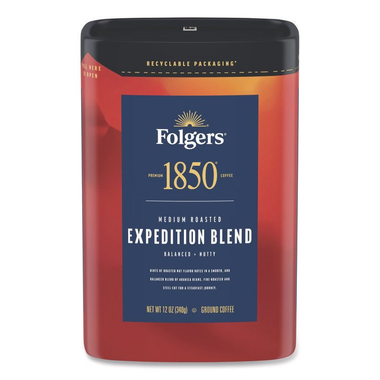 1850 Expedition Blend Roast Ground Coffee, 12 oz Canister (FOL93312EA)