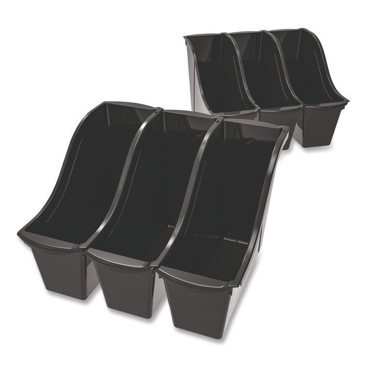 Storex Small Book Bin, 1.5 gal, 4.5" x 11.75" x 8.5", Black, 6/Pack (STX70123E06C)