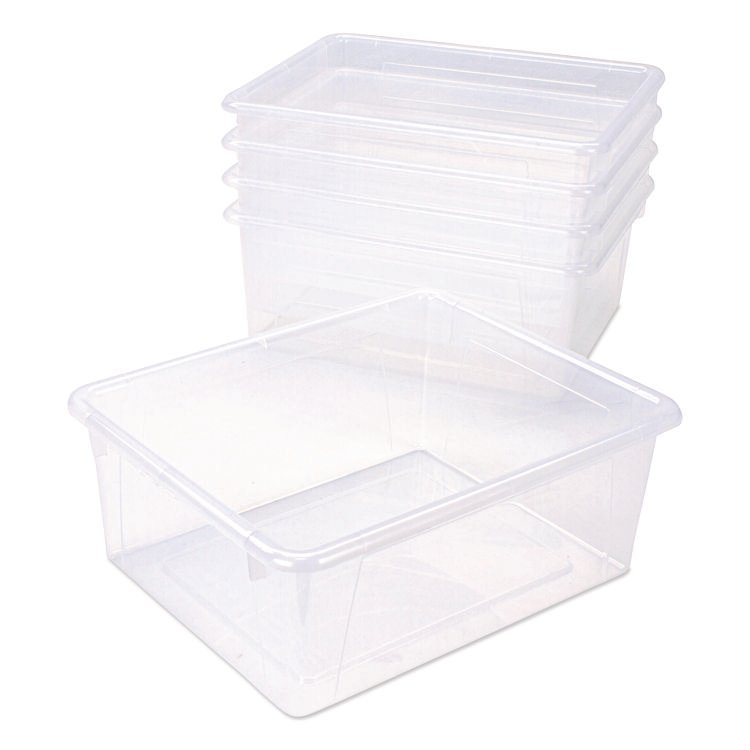 Storex Storage Tray, Deep, 2 gal, 10.65" x 10.65" x 5.2", Clear, 5/Pack (STX62532U05C)
