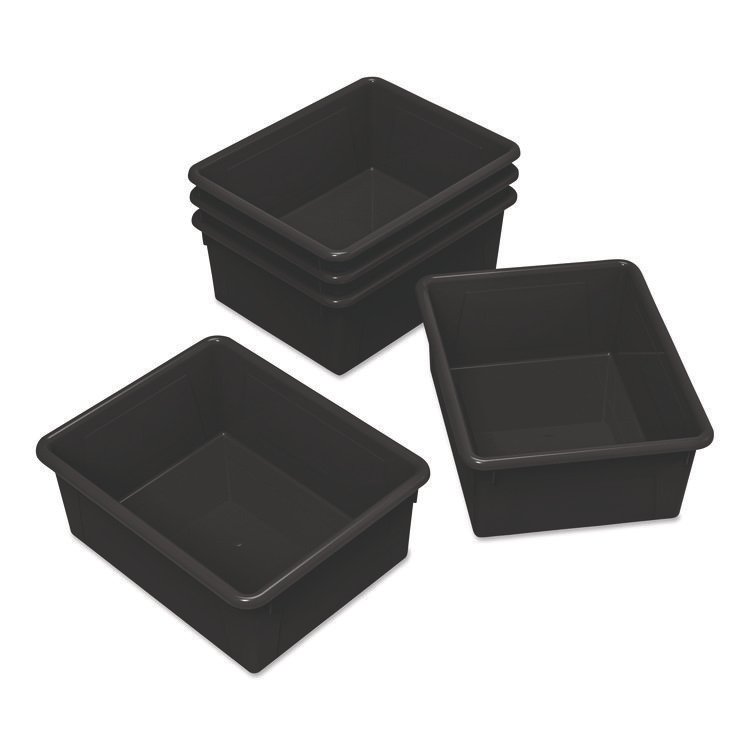 Storex Storage Tray, Deep, 2 gal, 10.65" x 10.65" x 5.2", Black, 5/Pack (STX62523U05C)