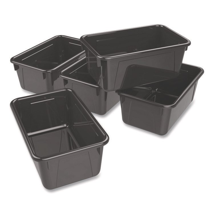 Storex Cubby Bin, Neutral Tones, 1.8 gal, 7.8" x 12.09" x 5.18", Black, 5/Pack (STX62466E05C)