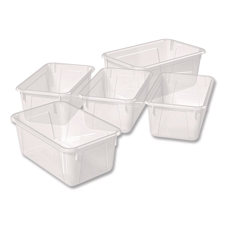 Storex Cubby Bin, 1.8 gal, 7.8" x 12.09" x 5.18", Translucent, 5/Pack (STX62461U05C)