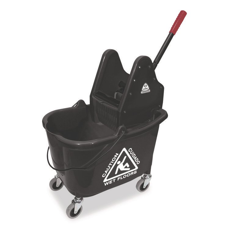NEXSTEP COMMERCIAL PRODUCTS Premier Downpress Mop Bucket and Wringer, 35 qt, Black (NCP96998)