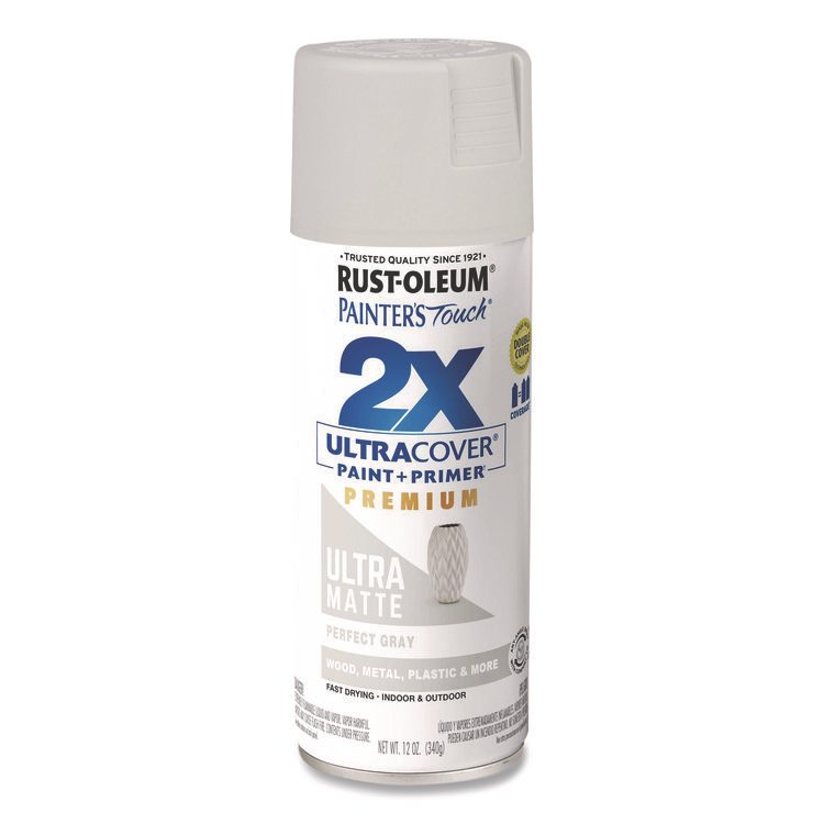 Rust-Oleum Painter's Touch 2X Ultra Cover Spray Paint, Ultra Matte Gray, 12 oz Aerosol Can (RST331184EA)