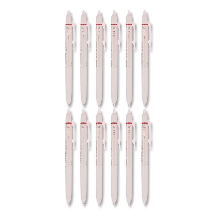 Pilot Frixion Waai Erasable Gel Pen, Retractable, Extra Fine 0.5 mm, Cherry Ink, Beige/Cherry Barrel, Dozen (PIL21074)