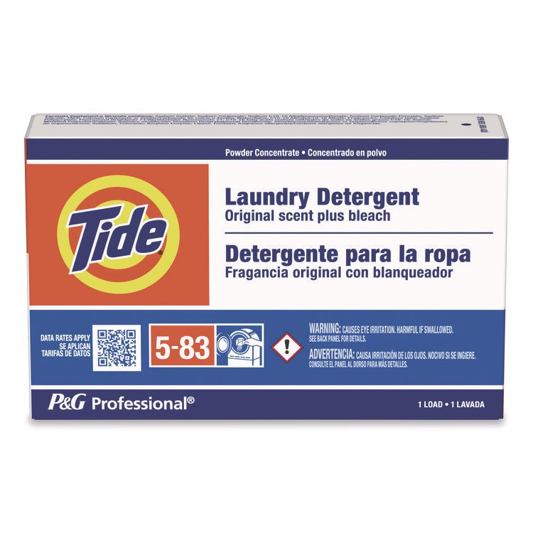Tide Professional Powder Laundry Detergent Plus Bleach, HE Compatible, Original Scent, 1.1 oz Vending Box, 156/Carton (PGC08921)
