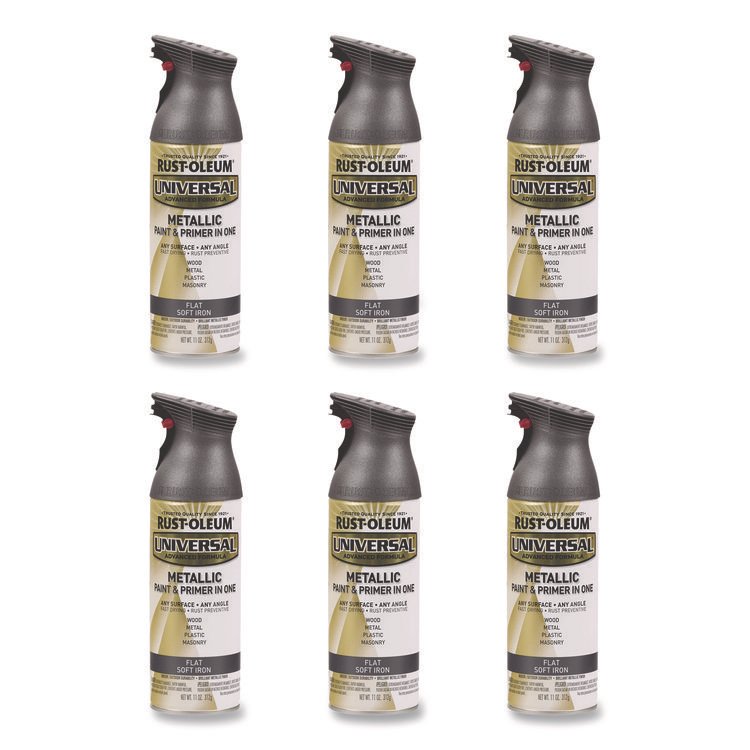 Rust-Oleum Universal Premium Spray Paint, Flat Iron, 12 oz Aerosol Can, 6/Carton (RST271473)