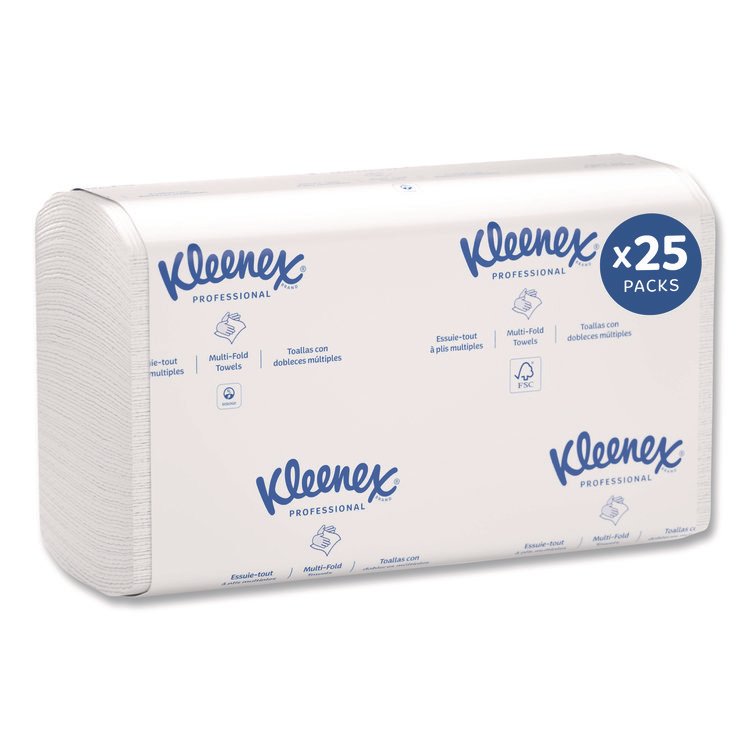 Kleenex Premiere Folded Towels, 1-Ply, 7.8 x 12.4, White, 120/Pack, 25 Packs/Carton (KCC13253)