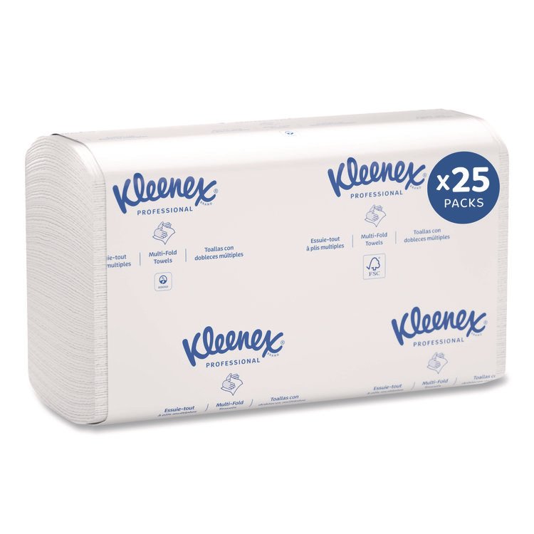 Kleenex Premiere Folded Towels, 1-Ply, 9.4 x 12,4, White, 120/Pack, 25 Packs/Carton (KCC13254)