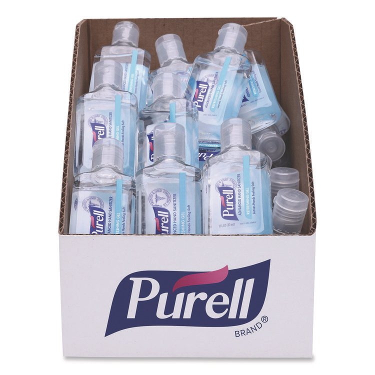 PURELL Advanced Hand Sanitizer Refreshing Gel, 1 oz Flip-Cap Bottle with Display Box, Clean Scent, 36/Bowl (GOJ390136BWL)