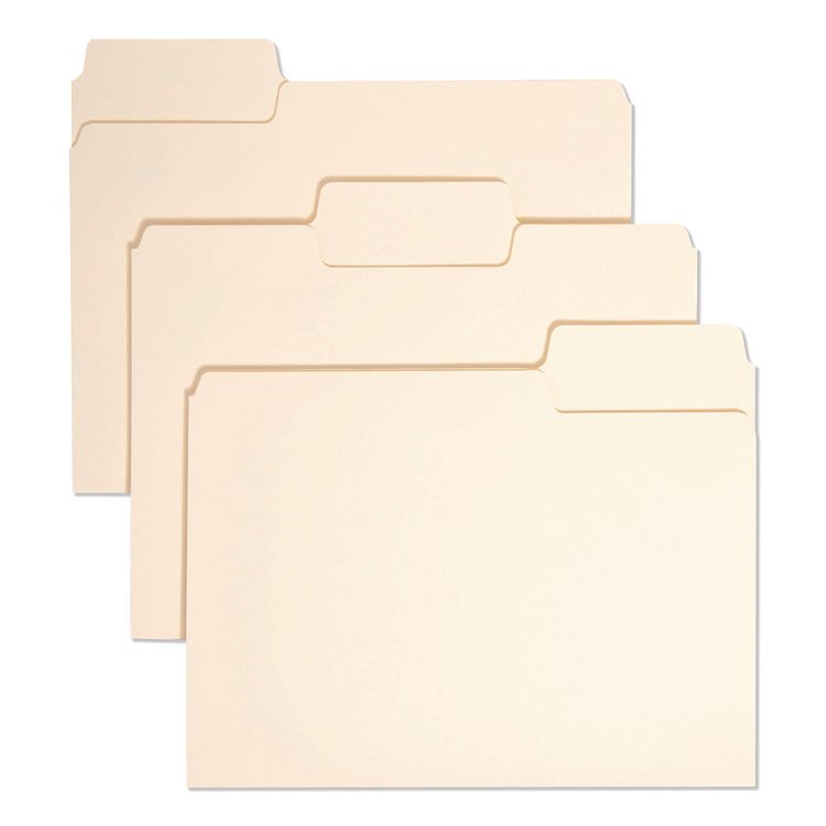 Smead SuperTab Top Tab File Folders, 1/3-Cut Tabs: Assorted, Letter Size, 0.75" Expansion, 11-pt Manila, 100/Box (SMD10301)