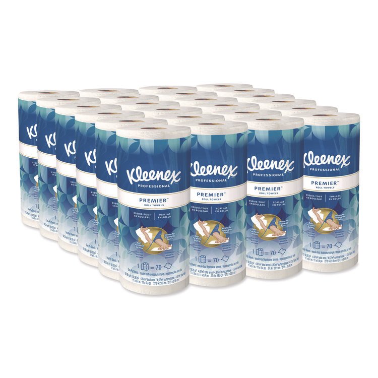 Kleenex Premiere Kitchen Roll Towels, 1-Ply, 11 x 10.4, White, 70/Roll, 24 Rolls/Carton (KCC13964)