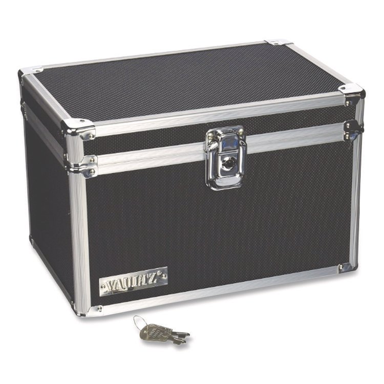 Vaultz Locking Index Card File, Holds 550 5 x 8 Cards, 8.75 x 5.5 x 5.75, Black (IDEVZ01280)