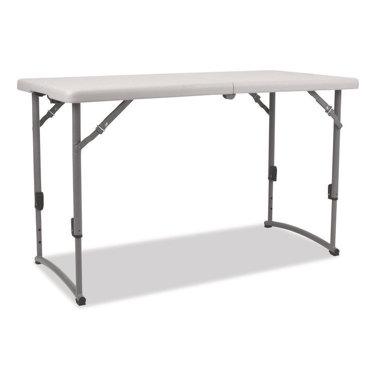 NPS Plastic Fold-in-Half Adjustable Height Table, Rectangular, 24w x 48d x 22h to 35h, Speckled Gray Top, Gray Base/Legs (NPSBFHT2448A)