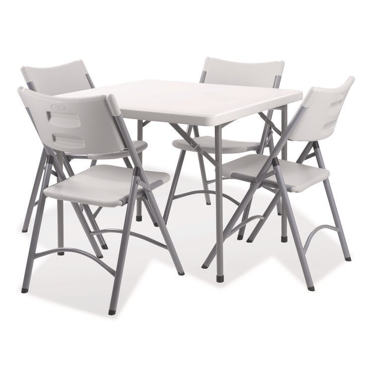 NPS Heavy-Duty Folding Table and Folding Chair Set, Speckled Gray, Square, 36" x 36" x 29.5", Speckled Gray Top, Gray Legs (NPSBT363616024)