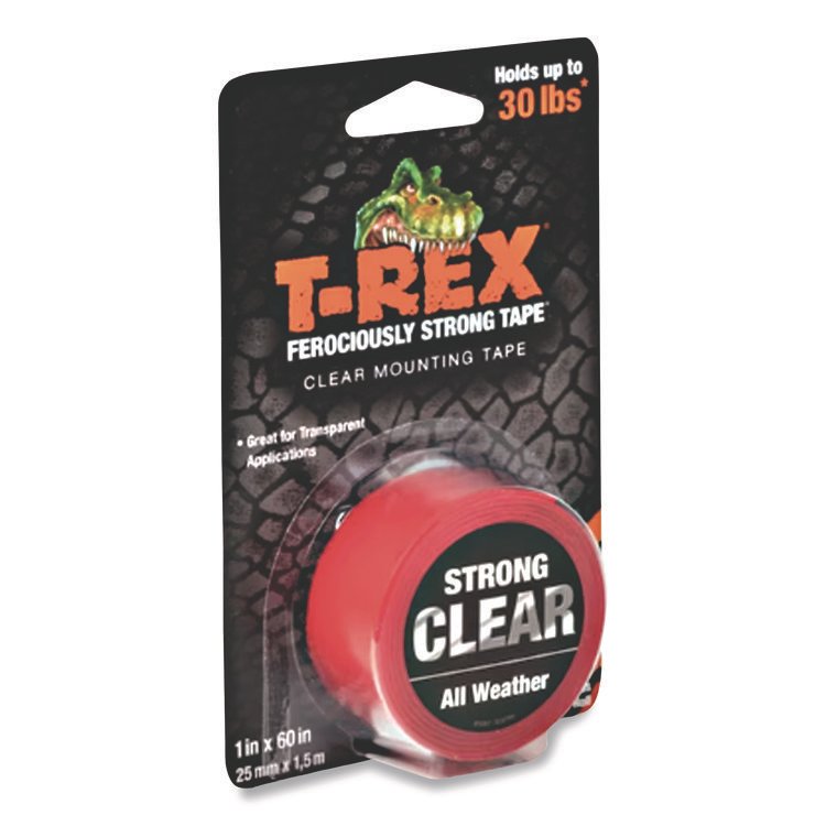 T-REX Strong Mounting Tape, Permanent, Holds Up to 0.5 lb per Inch, 1 x 60, Clear (DUC285338)