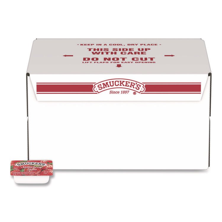 Smucker's Jelly/Jam Plastic Portion Control Cups, Strawberry, 0.5 oz Cup, 200/Carton (SMU00767)