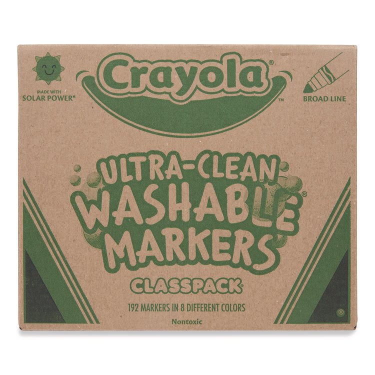 Crayola Ultra-Clean Washable Marker Classpack, Broad Bullet Tip, 8 Assorted Colors, 192/Pack (CYO588208)