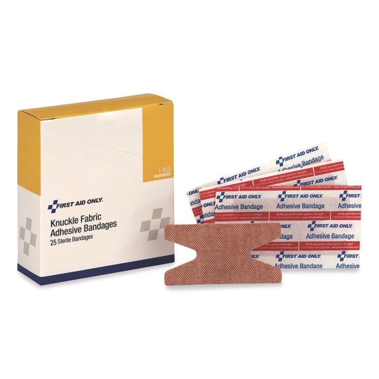 First Aid Only Heavy Woven Knuckle Bandages, Sterile, Individually Wrapped, 50/Box (FAO1850)
