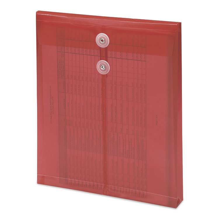 Smead Poly String and Button Interoffice Envelopes, Open-End (Vertical), 9.75 x 11.63, Transparent Red, 5/Pack (SMD89547)