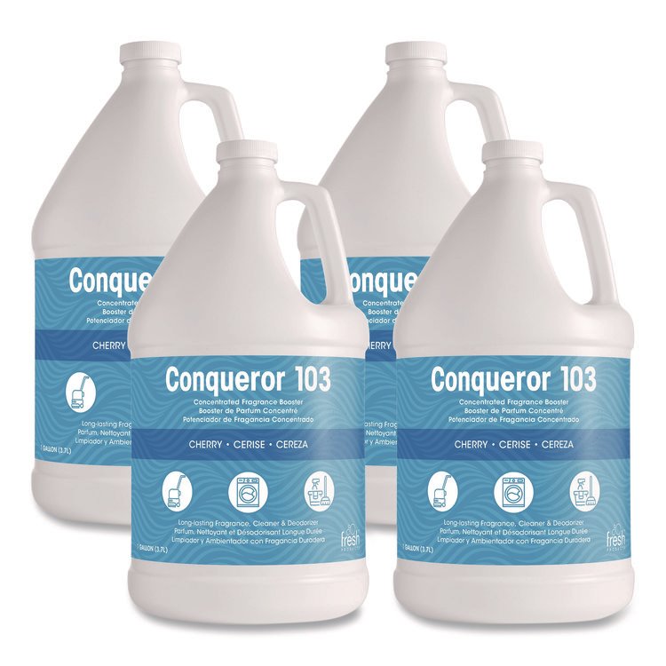 Fresh Products Conqueror 103 Odor Counteractant Concentrate, Cherry, 1 gal Bottle, 4/Carton (FRS1WBCHCT)