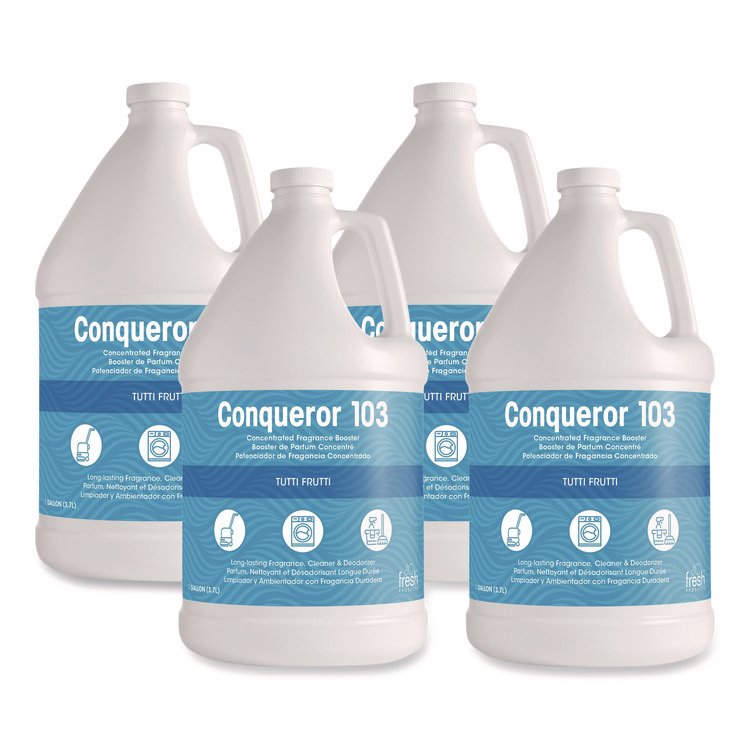 Fresh Products Conqueror 103 Odor Counteractant Concentrate, Tutti-Frutti, 1 gal Bottle, 4/Carton (FRS1WBTU)