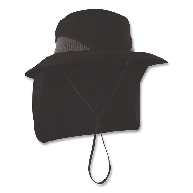 ergodyne Chill-Its 8934 Ranger Hat with Neck Shade, Microfiber/Polyester, Large/X-Large, Black (EGO12726)