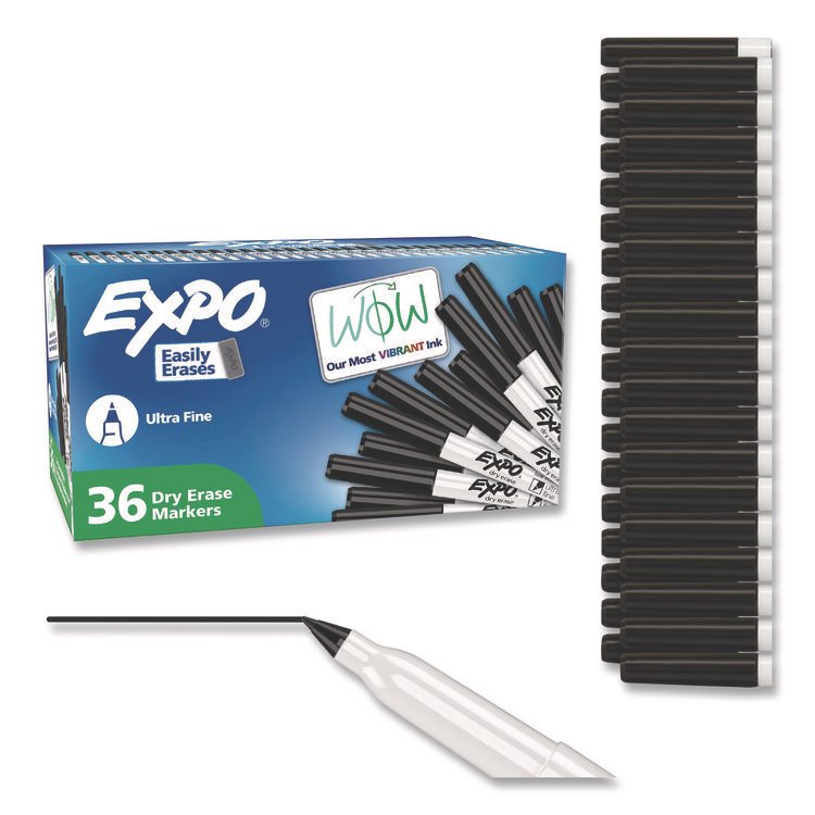 EXPO Low-Odor Dry Erase Marker Office Value Pack, Extra-Fine Bullet Tip, Black, 36/Pack (SAN2003894A)