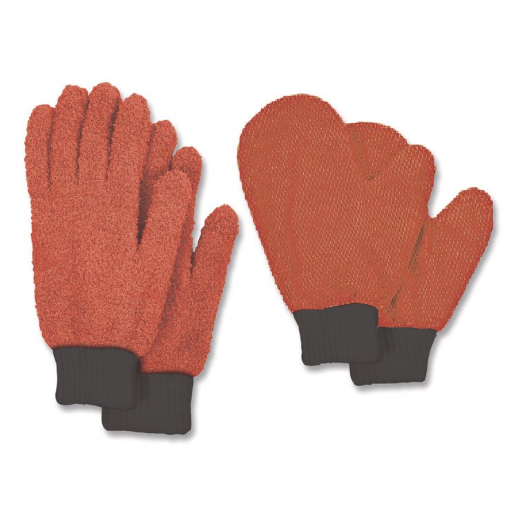 CHAGRINOVATIONS Microfiber Dusting Gloves and Mitts, Coral with Black Cuffs, 2 Gloves, 2 Mitts (CH7TU05711)