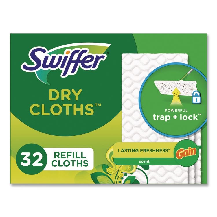 Swiffer Dry Refill Cloths. 8 x 10.4, White, 32 Box, 4 Boxes/Carton (PGC83059)