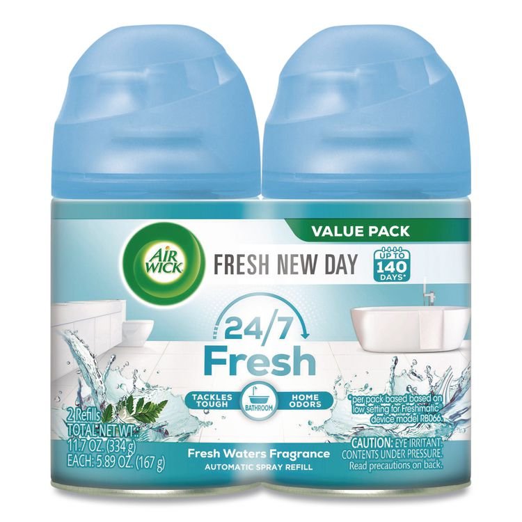 Air Wick Freshmatic Ultra Automatic Spray Refill, Fresh Waters, 5.89 oz Aerosol Spray, 2/Pack (RAC82093PK)