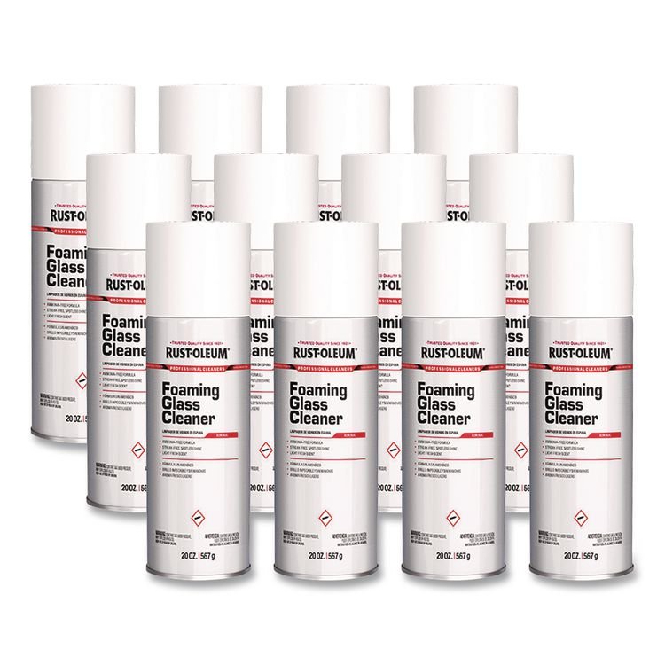 Rust-Oleum Professional Foaming Glass Cleaner Aerosol, 20 oz Aerosol Spray, 12/Carton (RST381658)