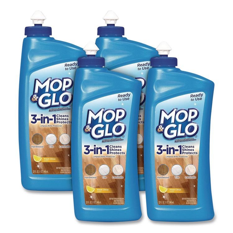 MOP & GLO Ready to Use Multi-Surface Floor Cleaner, Fresh Citrus Scent, 32 oz Bottle, 4/Carton (RAC98563CT)