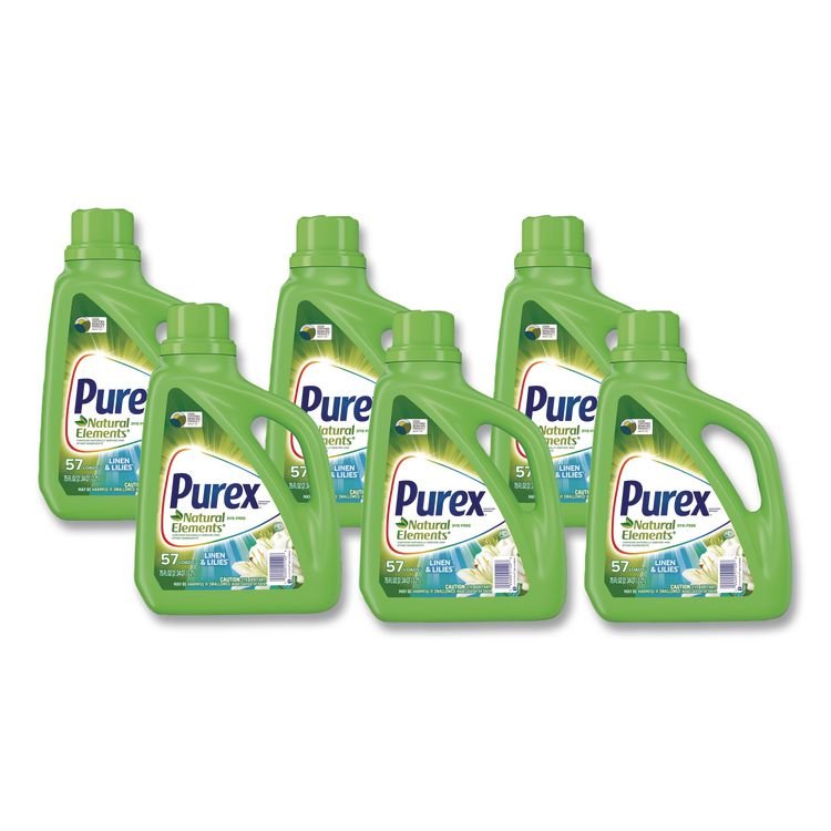 Purex Ultra Natural Elements HE Liquid Detergent, Linen and Lilies, 75 oz Bottle, 6/Carton (DIA01120CT)