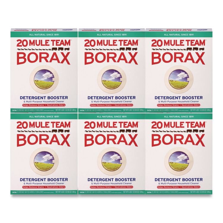 Dial 20 Mule Team Borax All Laundry Booster, Powder, 4 lb Box, 6 Boxes/Carton (DIA00201)