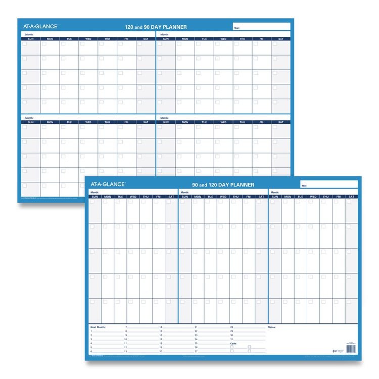 AT-A-GLANCE 90/120-Day Undated Horizontal Erasable Wall Planner, 36 x 24, White/Blue Sheets, Undated (AAGPM23928)