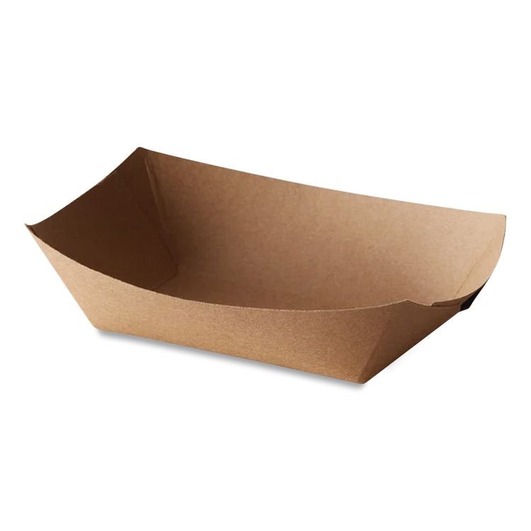 Bagcraft EcoCraft Food Trays, 2 lb Capacity, 6.5 x 1.63 x 1.63, Natural, Paper, 1,000/Carton (BGC300697)