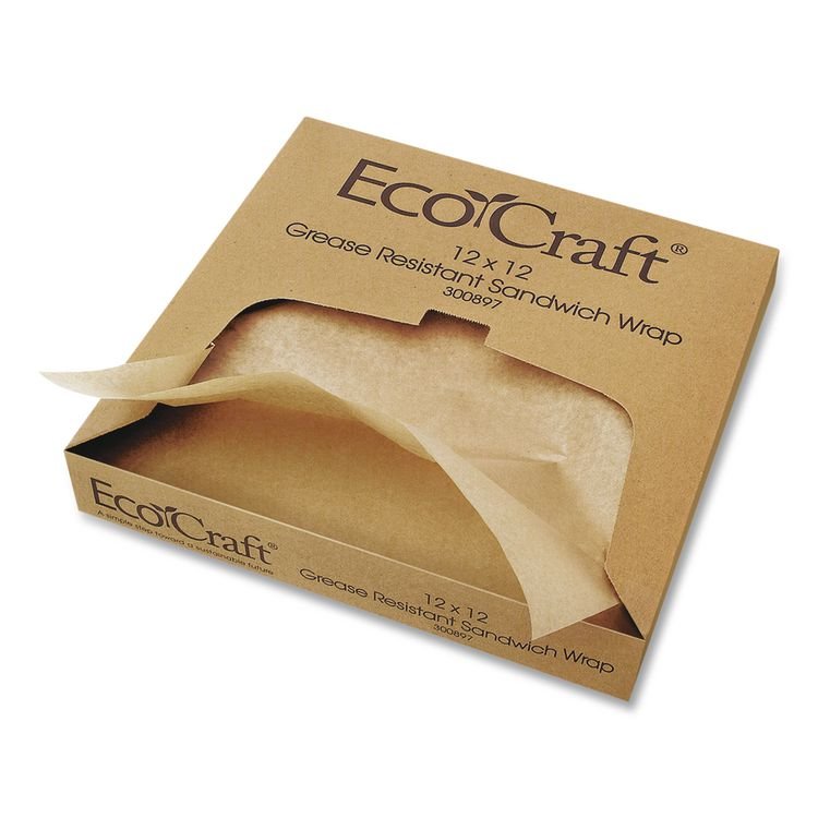 Bagcraft EcoCraft Grease-Resistant Paper Wraps and Liners, 14 x 14, Natural, 1,000/Box, 4 Boxes/Carton (BGC300899)