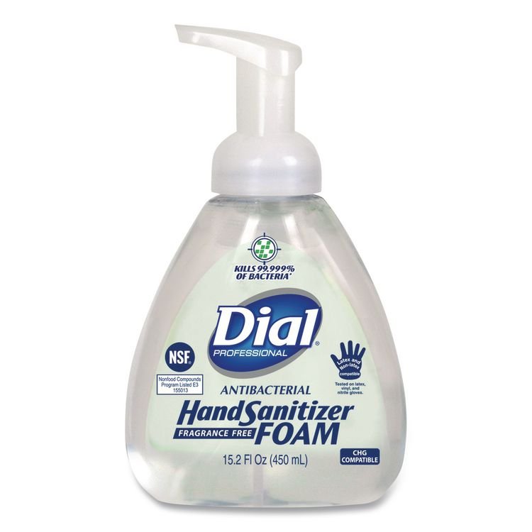 Dial Professional Antibacterial Foam Hand Sanitizer, 15.2 oz Pump Bottle, Fragrance-Free (DIA06040EA)