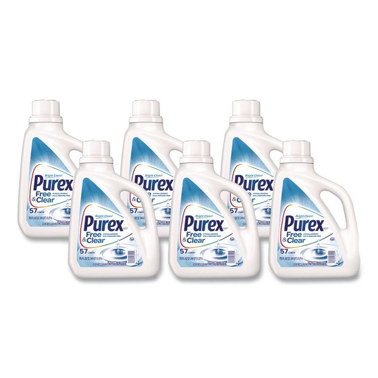Purex Free and Clear Liquid HE Laundry Detergent, Unscented, 75 oz Bottle, 6/Carton (DIA2420006040CT)