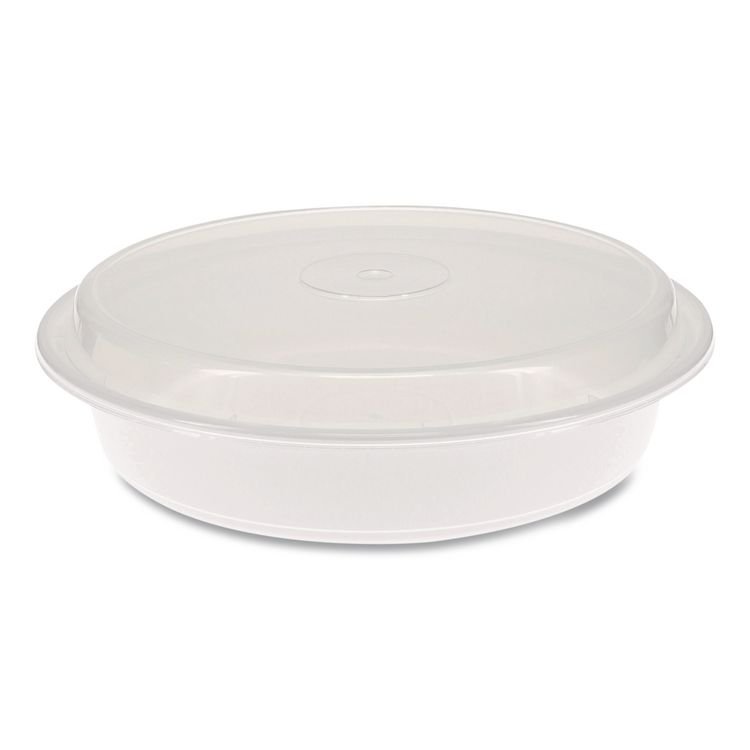 Pactiv Evergreen Newspring VERSAtainer Microwavable Containers, 48 oz, 9 x 9 x 2.38, White/Clear, Plastic, 150/Carton (PCTNC948)