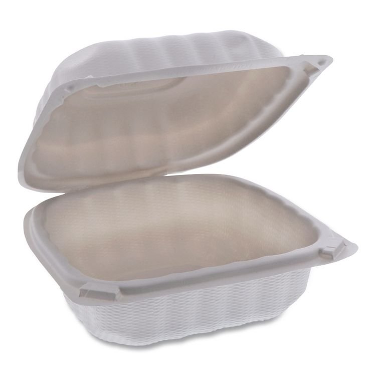 Pactiv Evergreen EarthChoice SmartLock Microwavable MFPP Hinged Lid Container, 6 x 6 x 3.1, White, Plastic, 400/Carton (PCTYCN80600)
