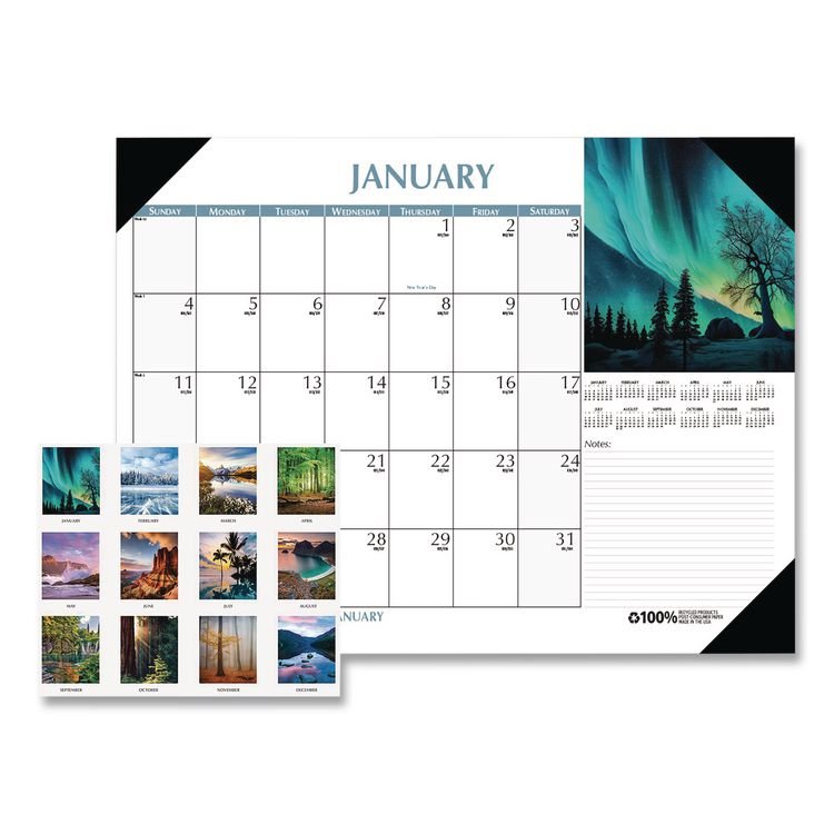 House of Doolittle Earthscapes Scenic Desk Pad Calendar, Scenic Photos, 18.5 x 13, White Sheets, Black Binding/Corners,12-Month (Jan-Dec): 2026 (HOD1476)