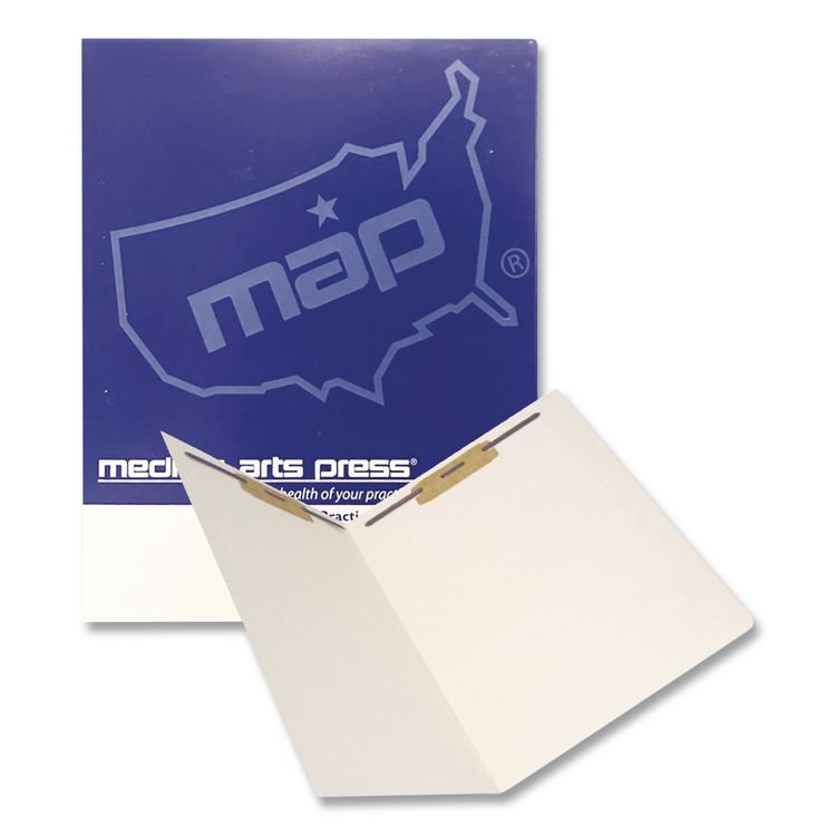 Medical Arts Press Heavy-Duty Top Tab Fastener Folders, Straight Cut, 0.75" Expansion, 2 Fasteners, Letter Size, Manila Exterior, 50/Box (MAQ52326)