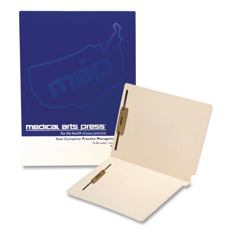 Medical Arts Press End Tab Fastener Folders, 0.75" Expansion, 2 Fasteners, Letter Size, Manila Exterior, 50/Box (MAQ31535)