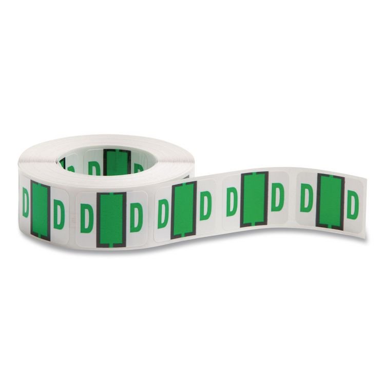 Smead A-Z Color-Coded End Tab Filing Labels, D, 1 x 1.25, White, 500/Roll (SMD67074)