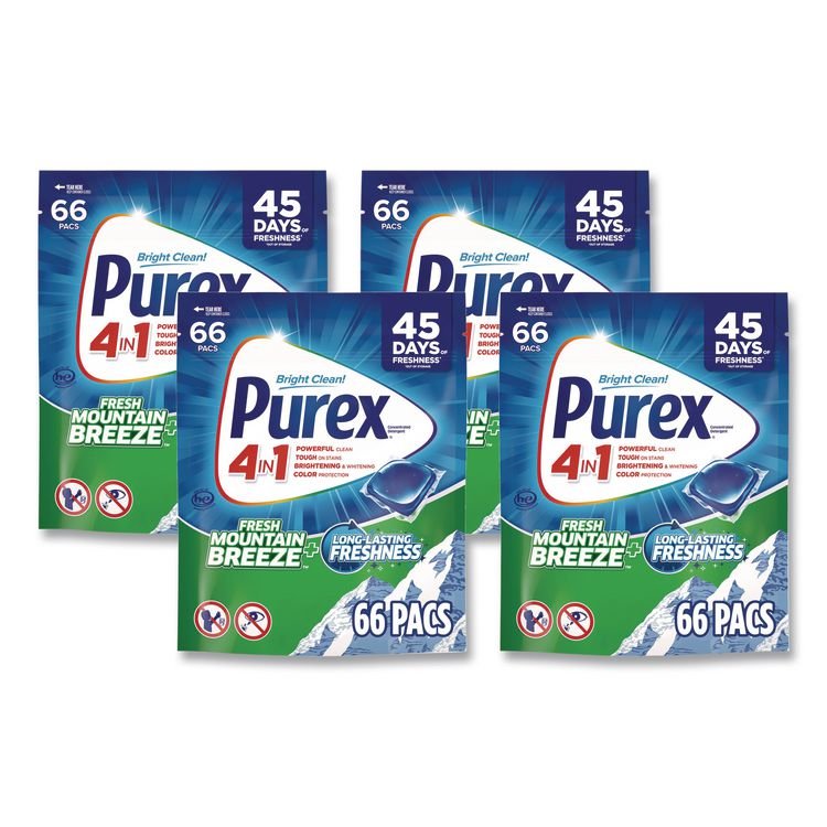 Purex 4-in-1 Laundry Detergent Pacs, 66 Pods/Bag, 4 Bags/Carton (DIA05524)