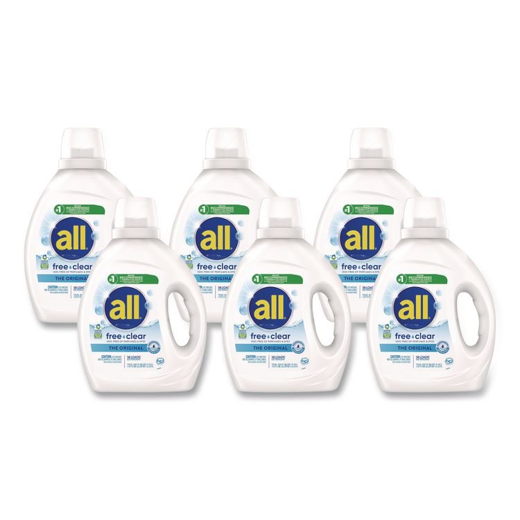 DIAL PROFESSIONAL Free Clear HE Laundry Detergent, 58 Loads, Unscented, 73 oz Bottle, 6/Carton (DIA47415)
