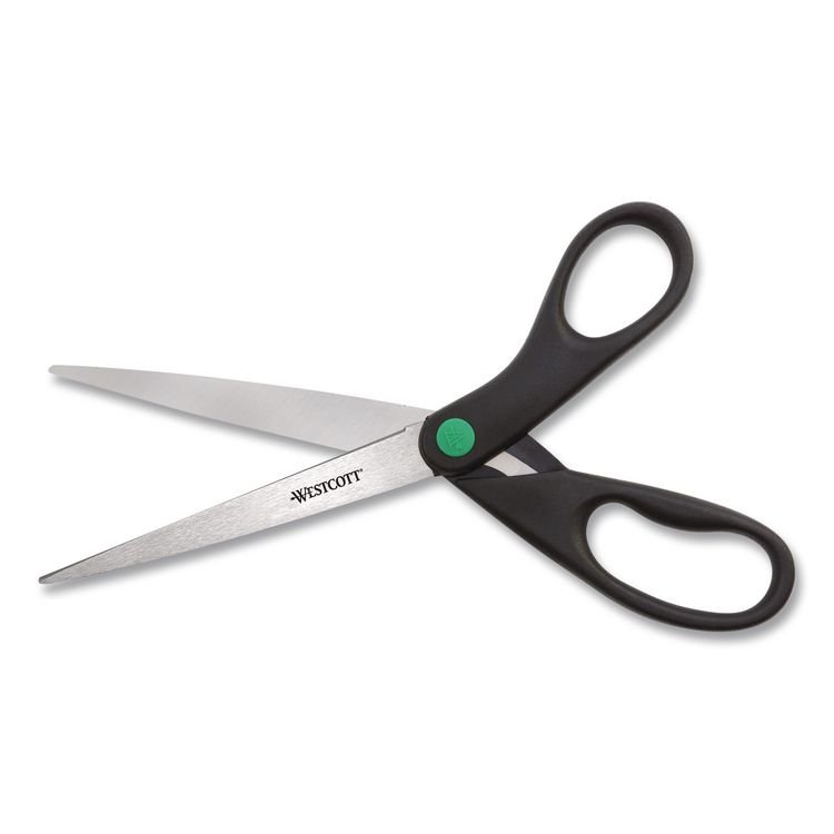 Westcott KleenEarth Scissors, 9" Long, 3.75" Cut Length, Straight Black Handle (ACM13138)